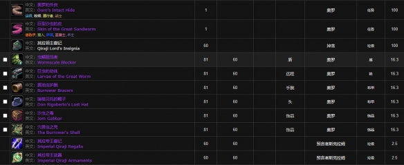 《魔兽世界》安其拉神殿掉落列表一览